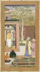 Ein Künstler dekoriert das Innere eines Gartenpavillons, aus dem Small Clive Album, ca. 1600